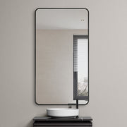 Curva Square 500 x 900 Matte Black Framed Mirror - Acqua Bathrooms