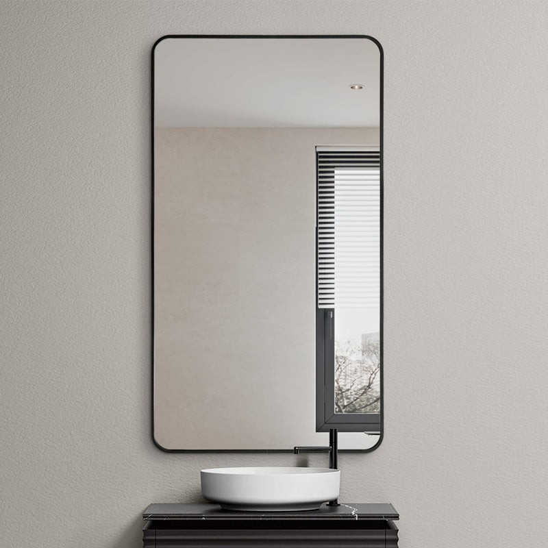 Curva Square 500 x 900 Matte Black Framed Mirror - Acqua Bathrooms