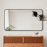 Curva Square 500 x 900 Matte Black Framed Mirror - Acqua Bathrooms