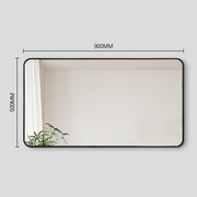Curva Square 500 x 900 Matte Black Framed Mirror - Acqua Bathrooms