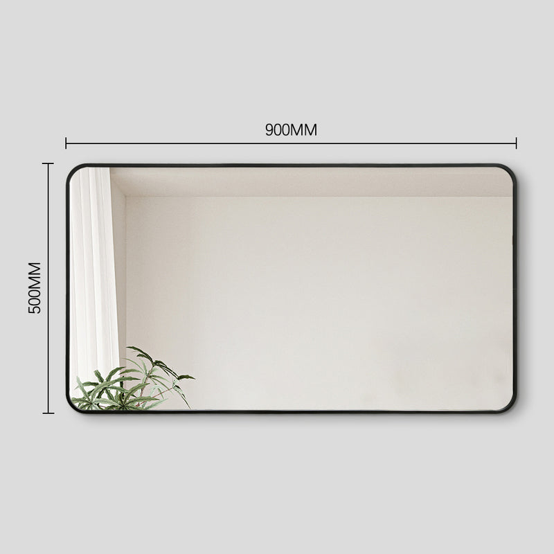 Curva Square 500 x 900 Matte Black Framed Mirror - Acqua Bathrooms