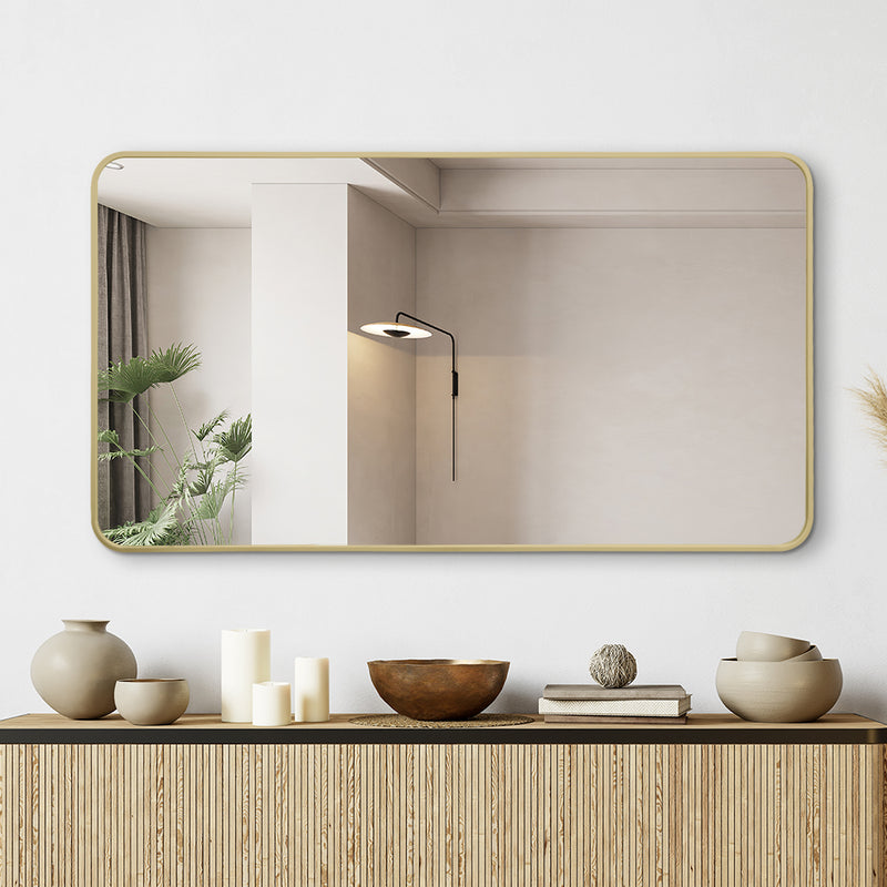 Curva Square 500 x 900 Brushed Gold Framed Mirror - Acqua Bathrooms