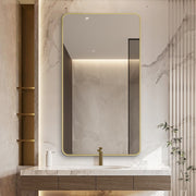 Curva Square 500 x 900 Brushed Gold Framed Mirror - Acqua Bathrooms