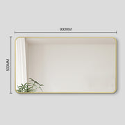 Curva Square 500 x 900 Brushed Gold Framed Mirror - Acqua Bathrooms