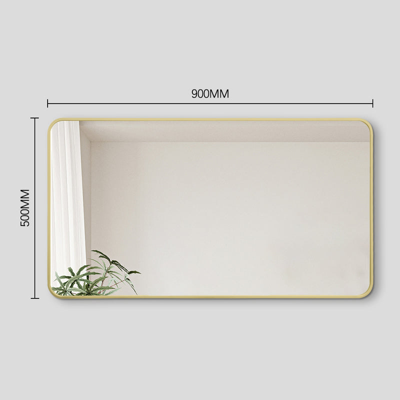 Curva Square 500 x 900 Brushed Gold Framed Mirror - Acqua Bathrooms