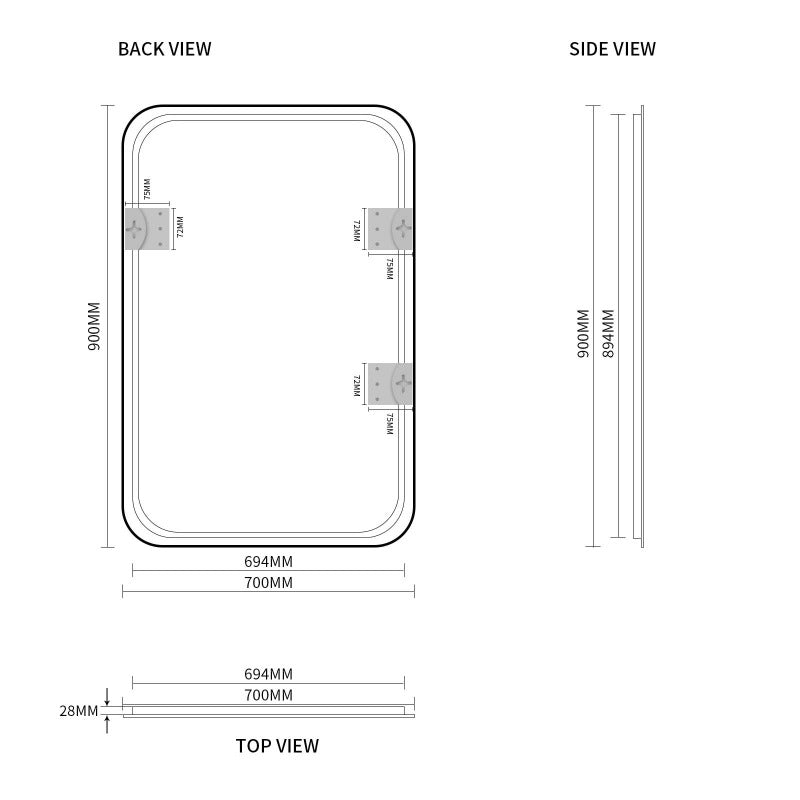 Indulge | Curva Square 700 x 900 Matte Black Framed Mirror - Acqua Bathrooms