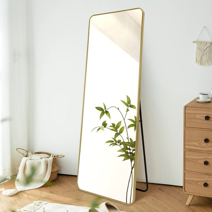 Indulge | Curva 800 x 1800mm Freestanding Brushed Gold Framed Mirror - Acqua Bathrooms