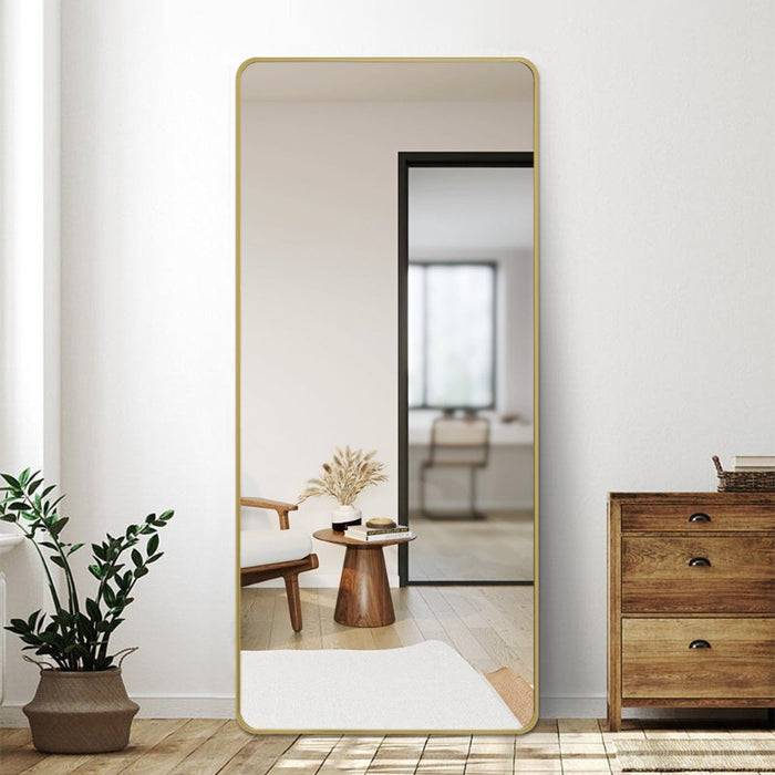 Indulge | Curva 800 x 1800mm Freestanding Brushed Gold Framed Mirror - Acqua Bathrooms