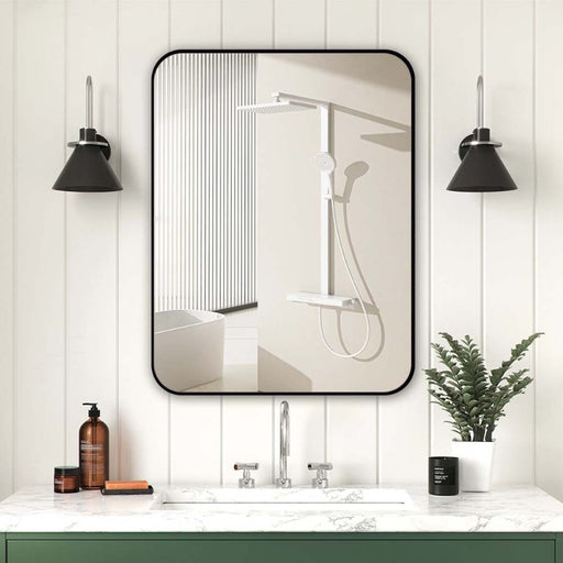 Indulge | Curva Square 600 x 800 Matte Black Framed Mirror - Acqua Bathrooms