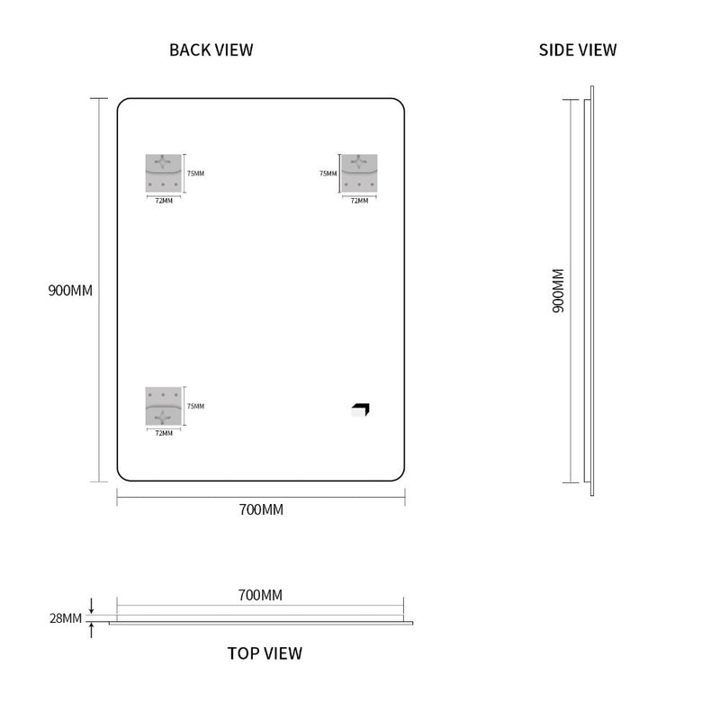 Indulge | Curva 700 x 900 Polished Edge Mirror - Acqua Bathrooms