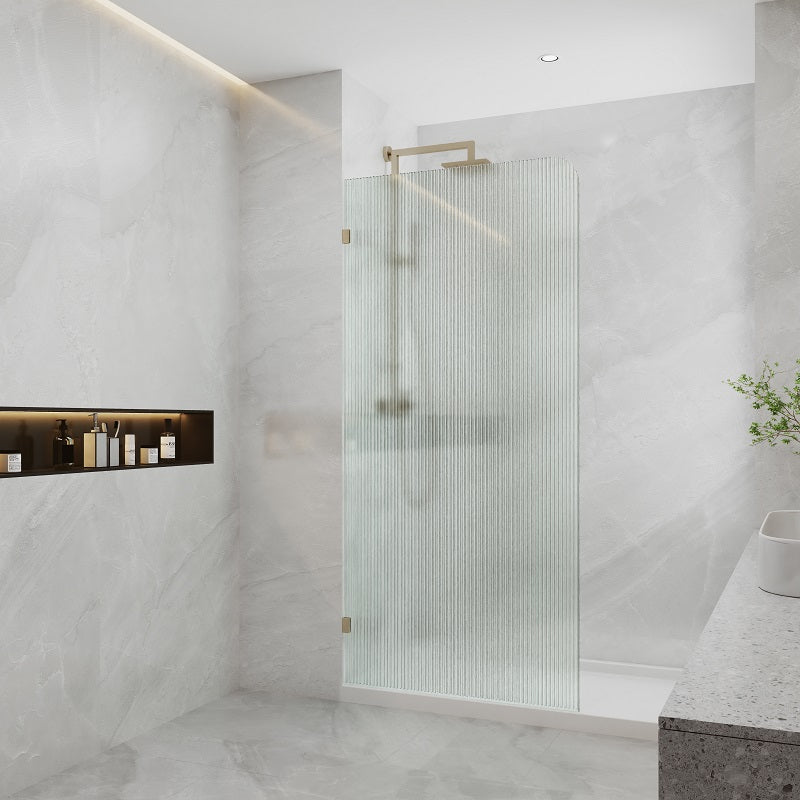 Frameless Fluted Fixed Panel Shower Screen Curved Edge - Acqua Bathrooms