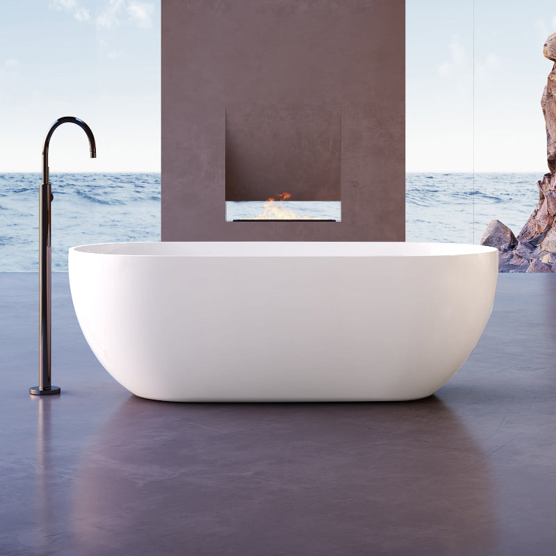 Catania Oval Egg 1300mm Matte White Designer Freestanding Bath Tub - Acqua Bathrooms