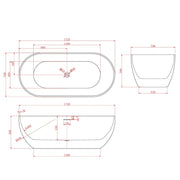 Catania Oval Egg 1700mm Matte White Designer Freestanding Bath Tub - Acqua Bathrooms