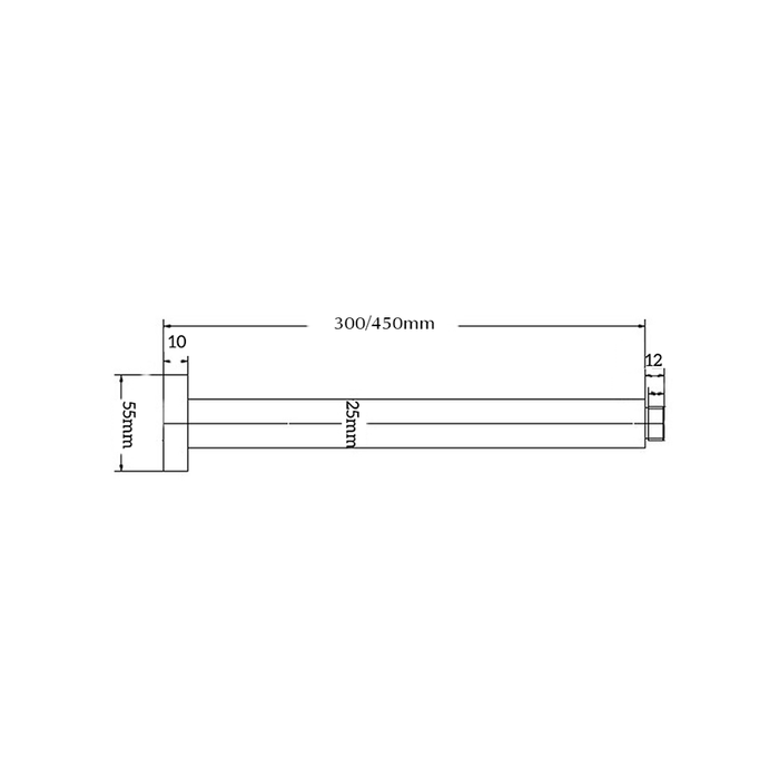 Beki / Tiago Gun Metal Ceiling Arm - 300mm - Acqua Bathrooms