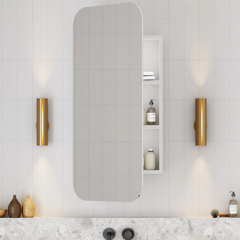 Curva Matte White Square Shaving Cabinet By Indulge® - Acqua Bathrooms