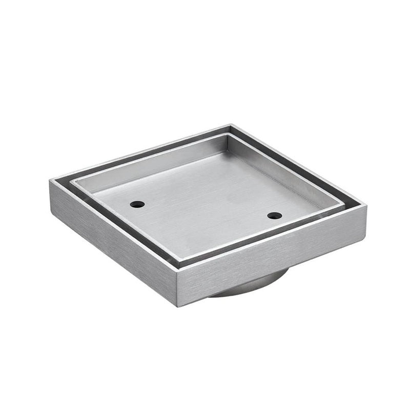 Brushed Nickel Stainless Steel Tile Insert Square Floor Waste - Acqua Bathrooms