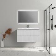 Kelsa 900 Fluted Matte White Wall Hung Vanity - Acqua Bathrooms