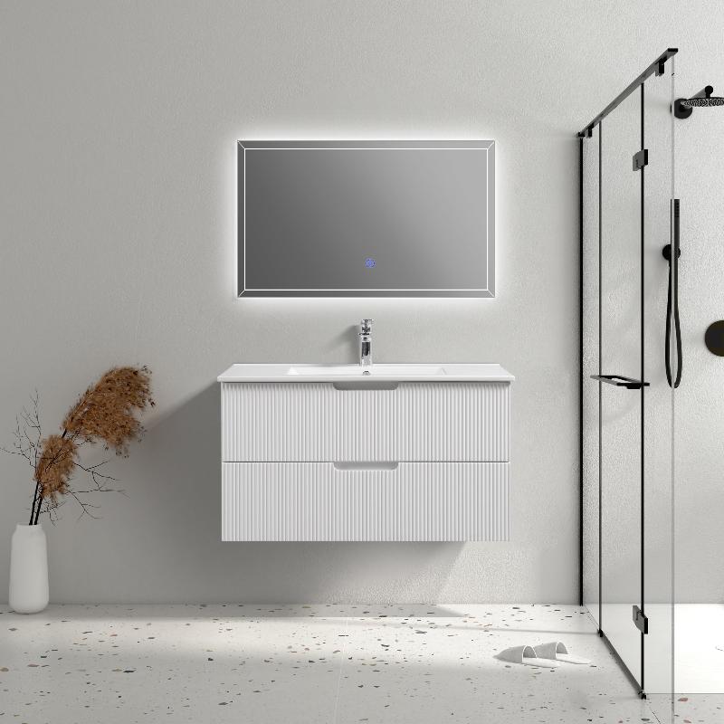 Kelsa 900 Fluted Matte White Wall Hung Vanity - Acqua Bathrooms