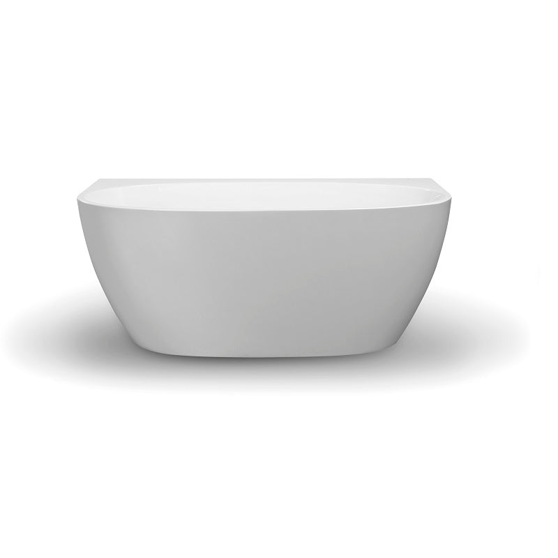 Delta 1700mm Matte White Back to Wall Oval Freestanding Bath Tub - Acqua Bathrooms