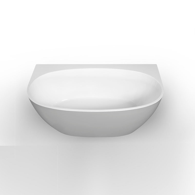 Delta 1700mm Matte White Back to Wall Oval Freestanding Bath Tub - Acqua Bathrooms