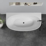 Delta 1700mm Matte White Back to Wall Oval Freestanding Bath Tub - Acqua Bathrooms