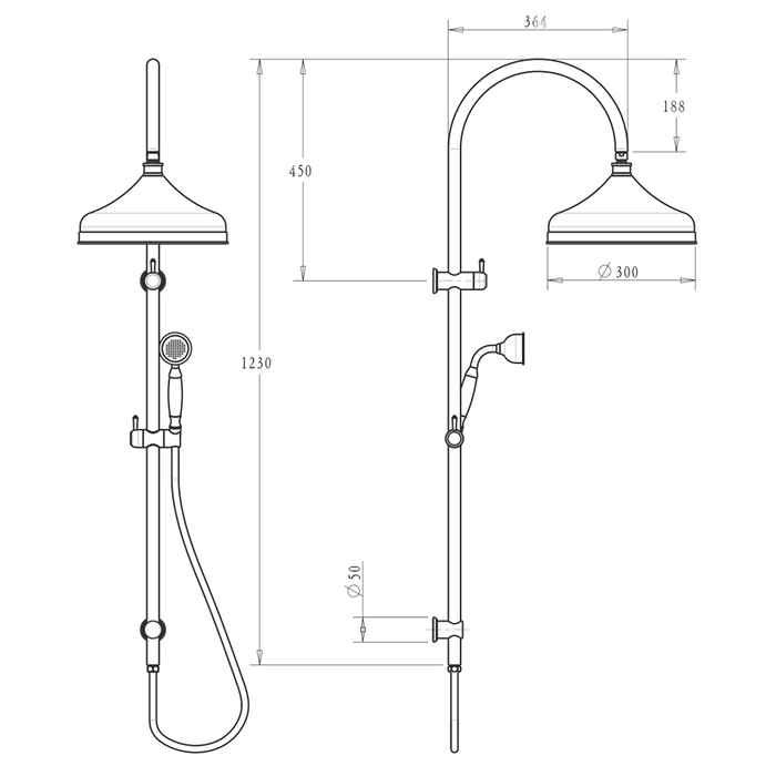 Mica Chrome Heritage Dual Shower Rail
