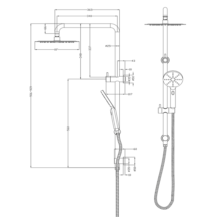 Mica LVB Living Brass Dual Shower Rail