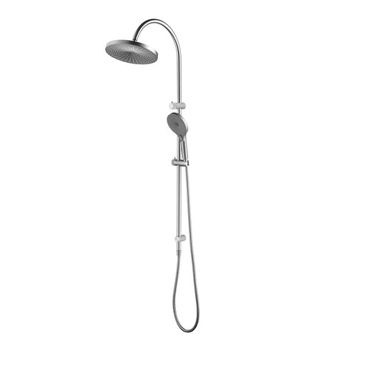 Mica Fluted Brushed Nickel Gooseneck Dual Shower Rail - Acqua Bathrooms