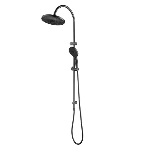 Mica Fluted Gun Metal Gooseneck Dual Shower Rail - Acqua Bathrooms