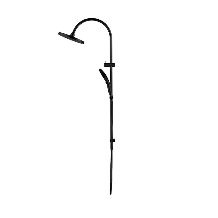 Mica Matte Black Gooseneck Dual Shower Rail - Acqua Bathrooms