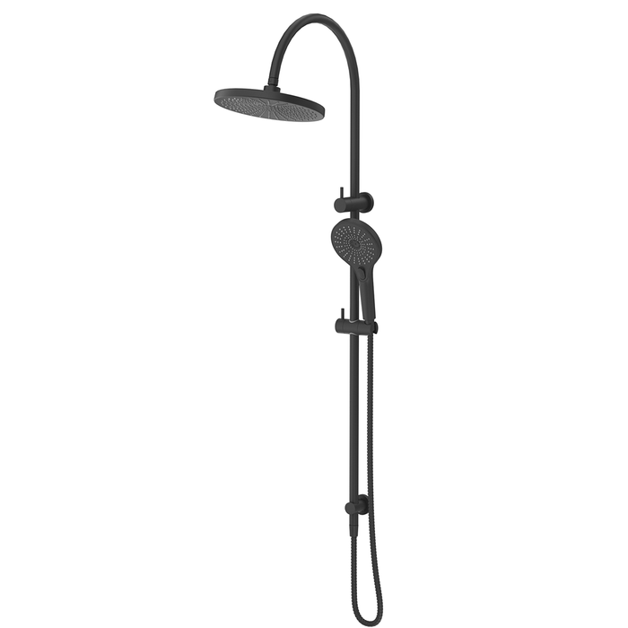 Mica Matte Black Gooseneck Dual Shower Rail