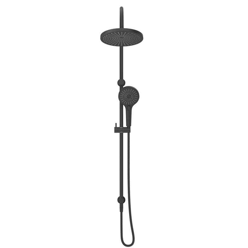 Mica Matte Black Gooseneck Dual Shower Rail