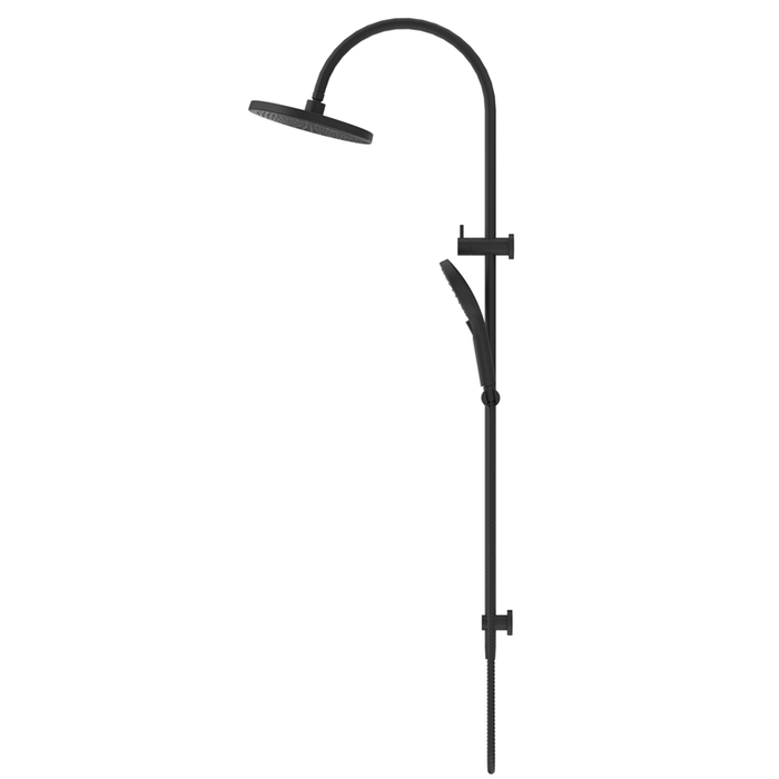 Mica Matte Black Gooseneck Dual Shower Rail