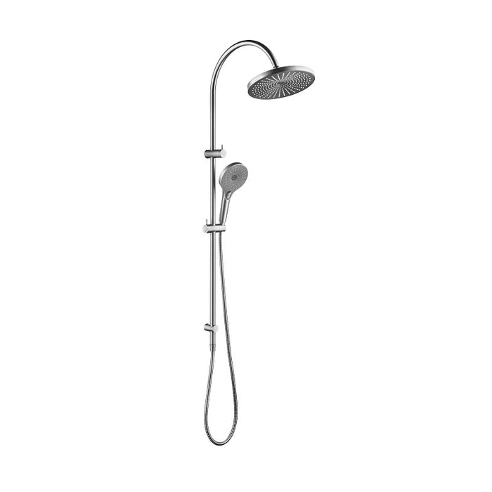Mica Brushed Nickel Gooseneck Dual Shower Rail - Acqua Bathrooms