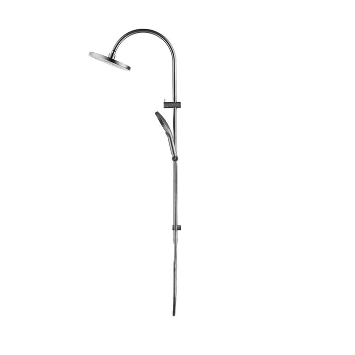 Mica Brushed Nickel Gooseneck Dual Shower Rail - Acqua Bathrooms