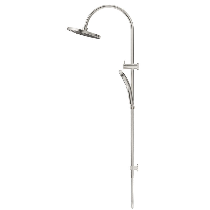 Mica Brushed Nickel Gooseneck Dual Shower Rail