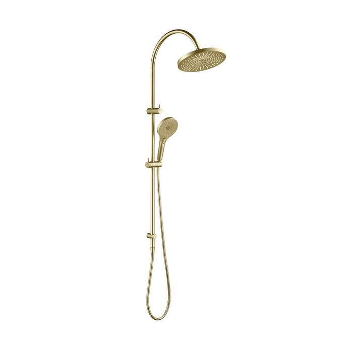 Mica French Gold Gooseneck Dual Shower Rail - Acqua Bathrooms