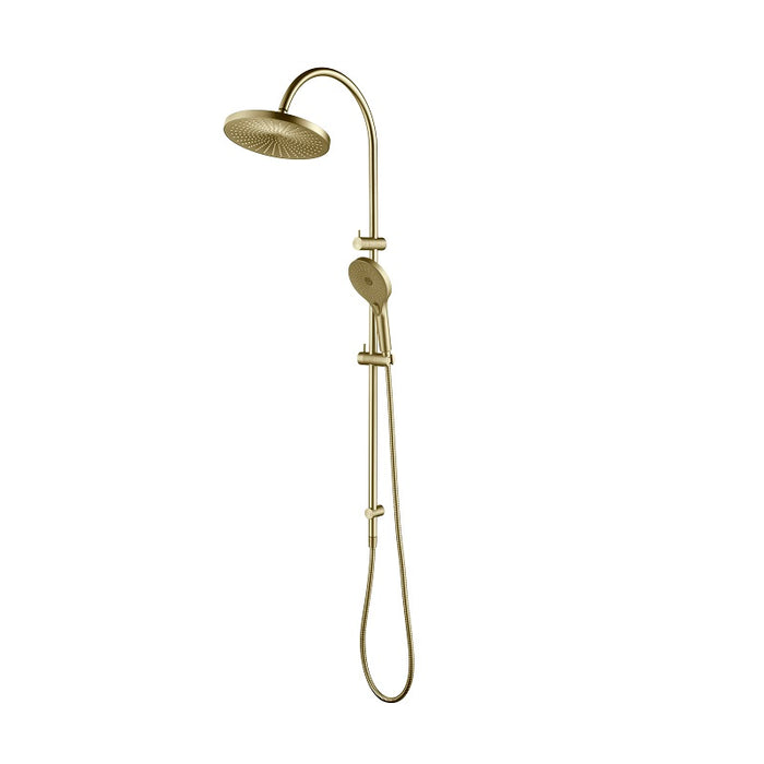 Mica French Gold Gooseneck Dual Shower Rail - Acqua Bathrooms