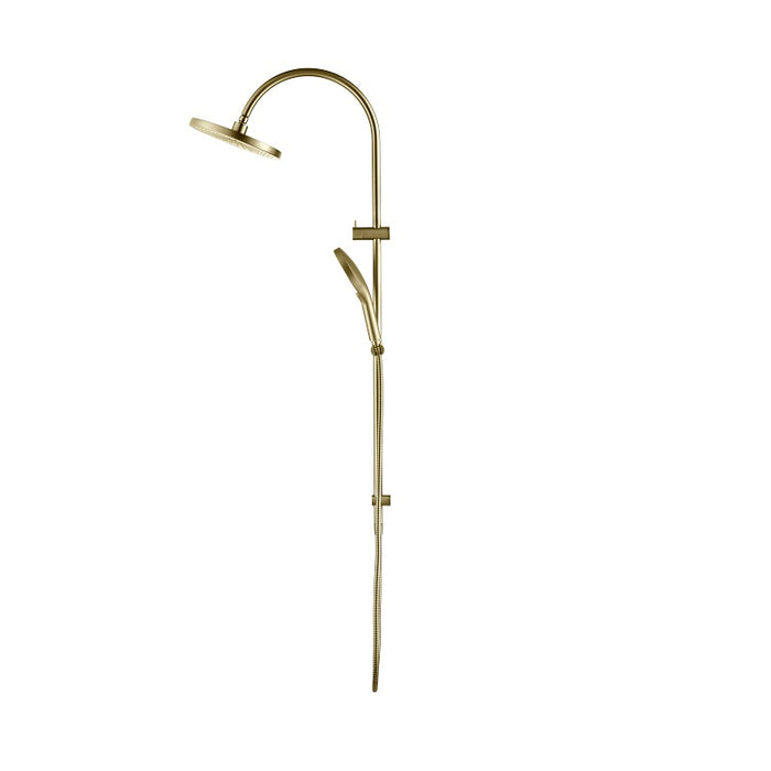 Mica French Gold Gooseneck Dual Shower Rail - Acqua Bathrooms