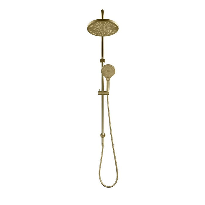 Mica French Gold Gooseneck Dual Shower Rail - Acqua Bathrooms
