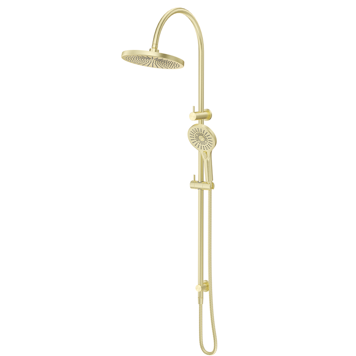 Mica French Gold Gooseneck Dual Shower Rail