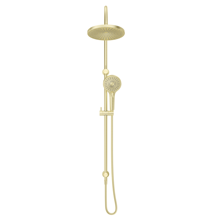 Mica French Gold Gooseneck Dual Shower Rail