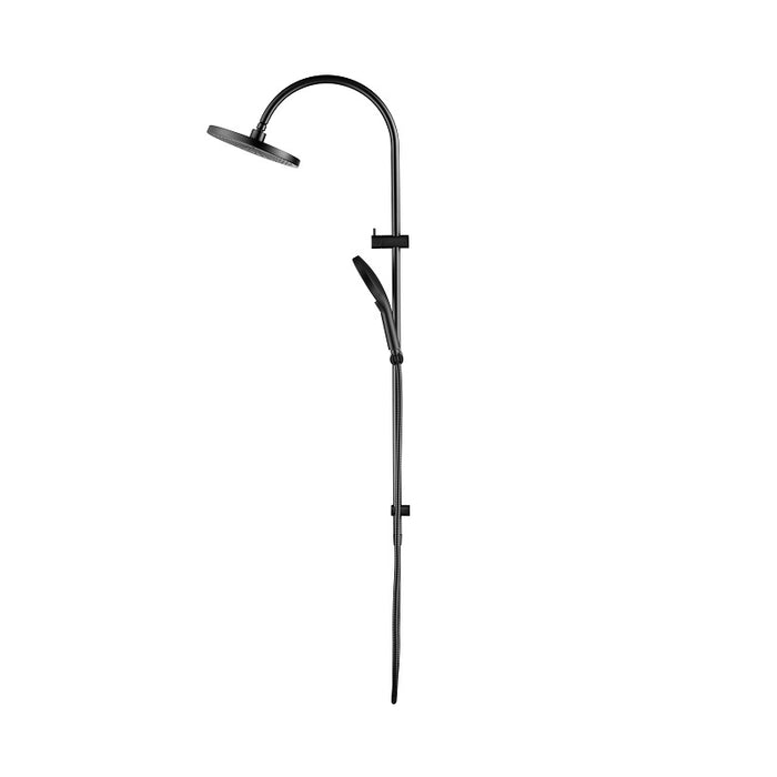 Mica Gun Metal Gooseneck Dual Shower Rail - Acqua Bathrooms