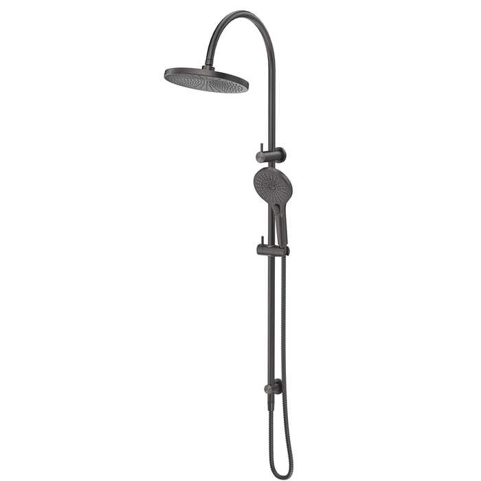 Mica Gun Metal Gooseneck Dual Shower Rail