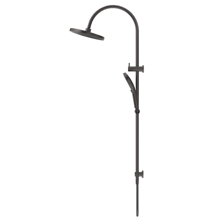 Mica Gun Metal Gooseneck Dual Shower Rail