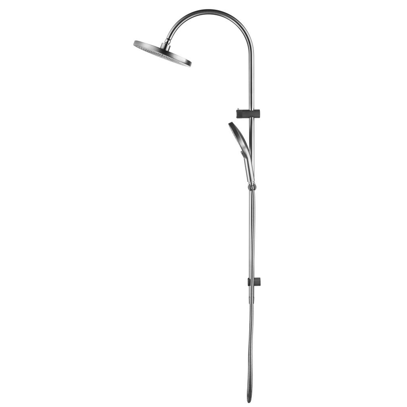 Mica Fluted Brushed Nickel Gooseneck Dual Shower Rail