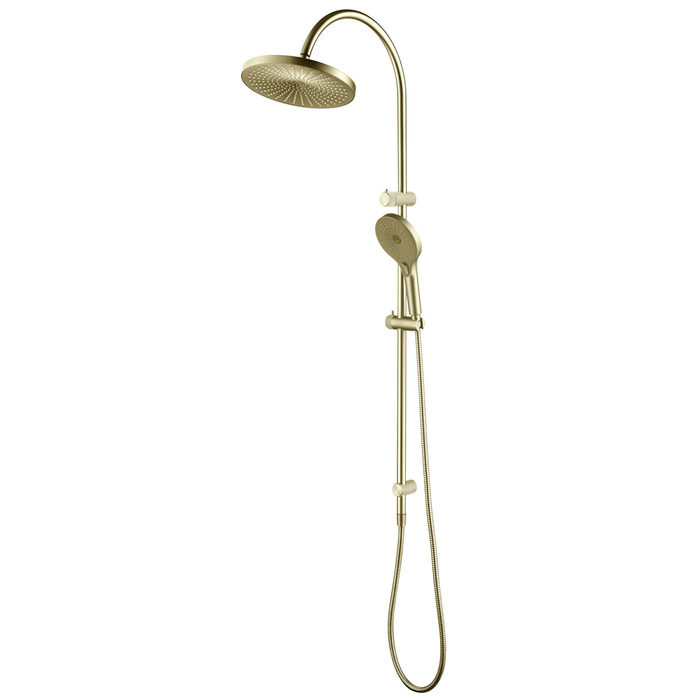 Mica Fluted French Gold Gooseneck Dual Shower Rail