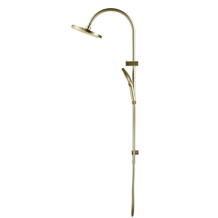 Mica Fluted French Gold Gooseneck Dual Shower Rail