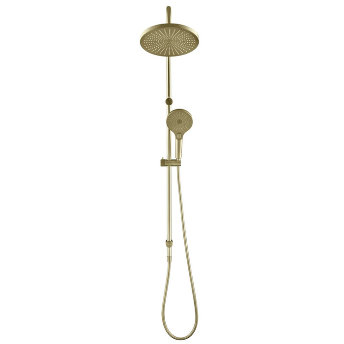 Mica Fluted French Gold Gooseneck Dual Shower Rail