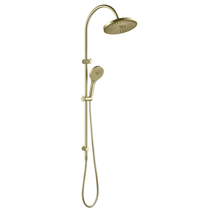 Mica Fluted French Gold Gooseneck Dual Shower Rail